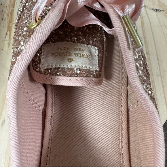 Keds X Kate Spade New York Champion Pink Rose Gold Glitter Sneakers Size 8.5 - Picture 7 of 9